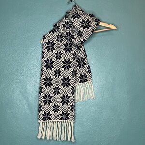 2-sided orlon acrylic knit scarf snowflake long unisex winter OS